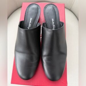 Salvatore Ferragamo Classic Black Leather Mules